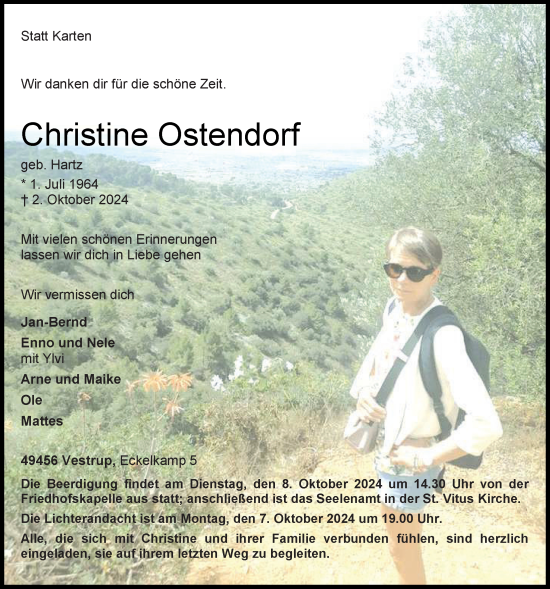 Anzeige von Christine Ostendorf von OM-Medien