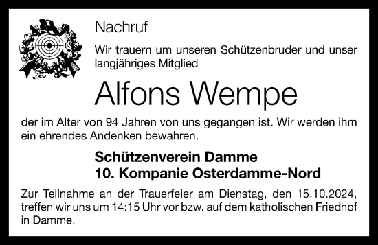 Anzeige von Alfons Wempe von OM-Medien