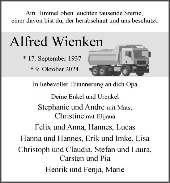 Anzeige von Alfred Wienken von OM-Medien