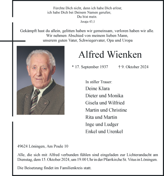 Anzeige von Alfred Wienken von OM-Medien