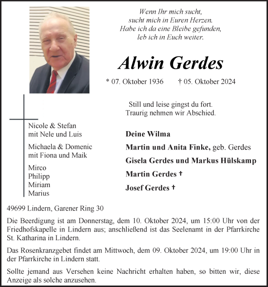 Anzeige von Alwin Gerdes von OM-Medien