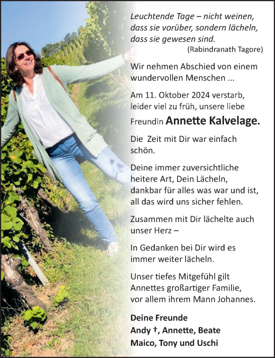 Anzeige von Annette Kalvelage von OM-Medien