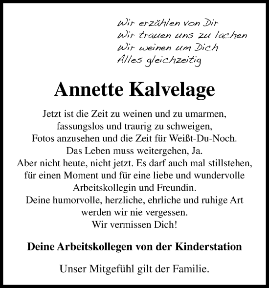 Anzeige von Annette Kalvelage von OM-Medien