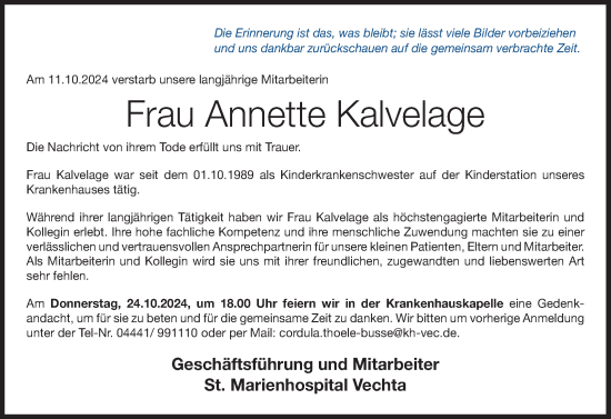 Anzeige von Annette Kalvelage von OM-Medien