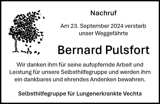 Anzeige von Bernard Pulsfort von OM-Medien