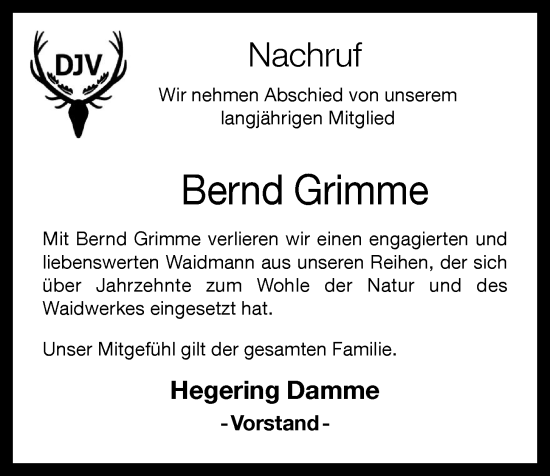 Anzeige von Bernd Grimme von OM-Medien