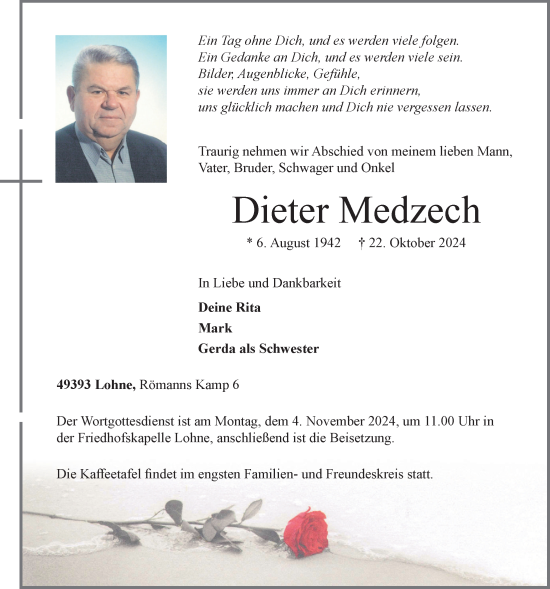 Anzeige von Dieter Medzech von OM-Medien