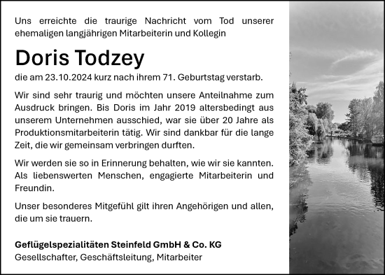 Anzeige von Doris Todzey von OM-Medien