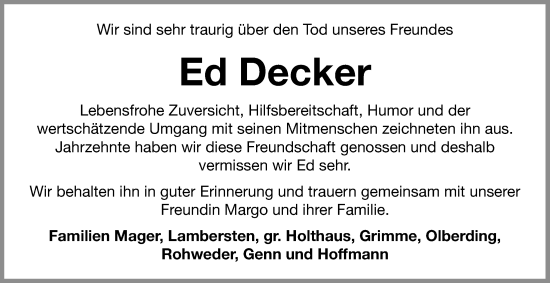 Anzeige von Ed Decker von OM-Medien