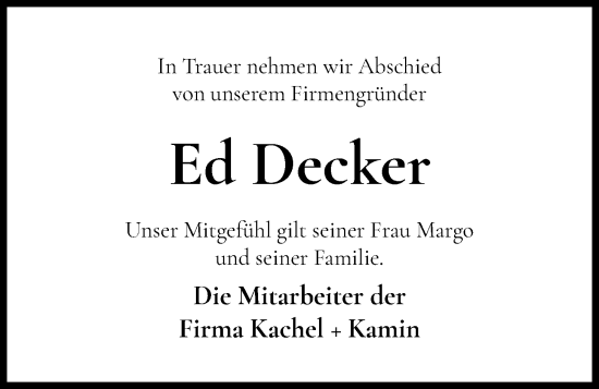 Anzeige von Ed Decker von OM-Medien