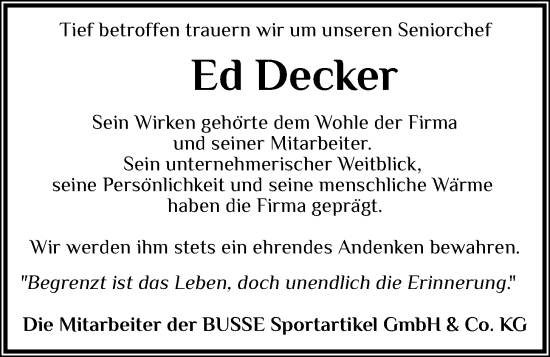 Anzeige von Ed Decker von OM-Medien