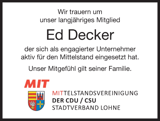 Anzeige von Ed Decker von OM-Medien