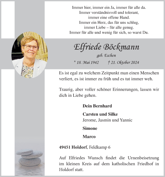 Anzeige von Elfriede Böckmann von OM-Medien