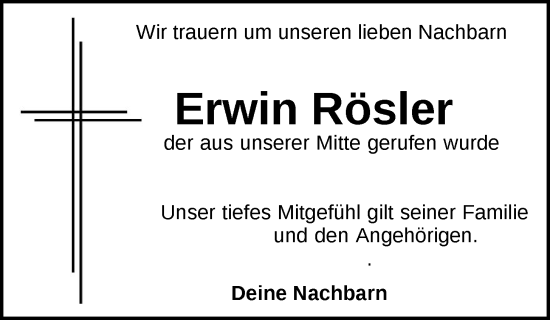 Anzeige von Erwin Rösler von OM-Medien