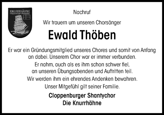 Anzeige von Ewald Thöben von OM-Medien