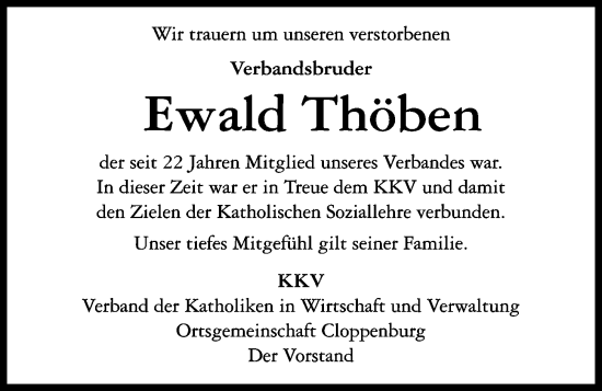 Anzeige von Ewald Thöben von OM-Medien