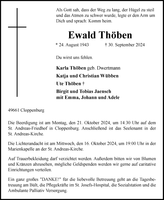 Anzeige von Ewald Thöben von OM-Medien