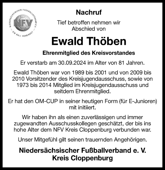 Anzeige von Ewald Thöben von OM-Medien