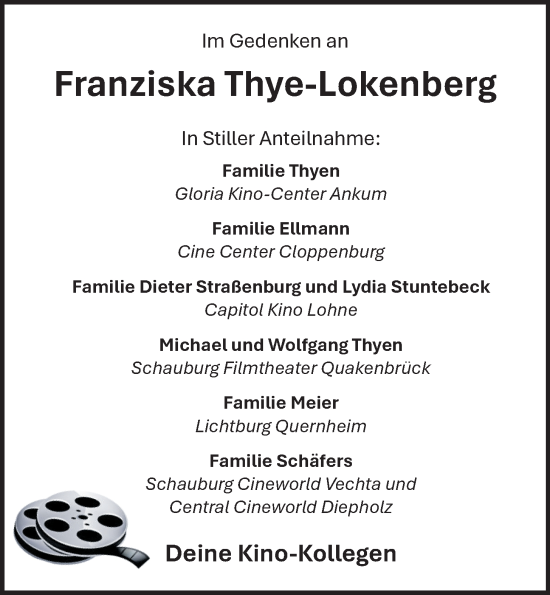 Anzeige von Franziska Thye-Lokenberg von OM-Medien