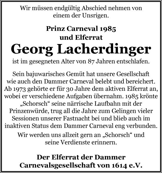 Anzeige von Georg Lacherdinger von OM-Medien