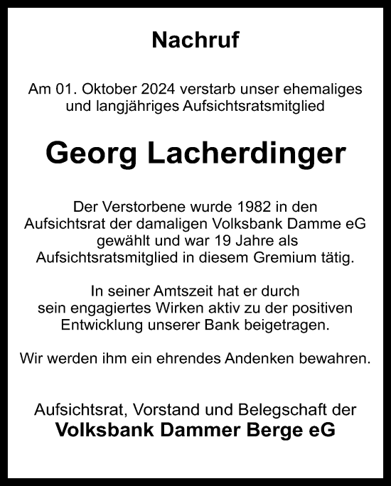 Anzeige von Georg Lacherdinger von OM-Medien