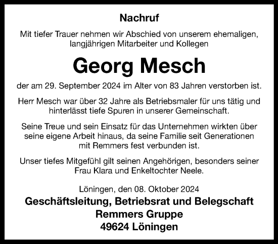 Anzeige von Georg Mesch von OM-Medien