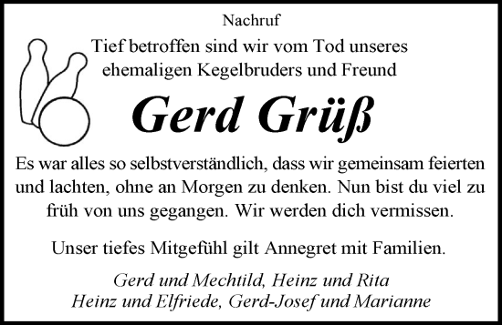 Anzeige von Gerd Grüß von OM-Medien