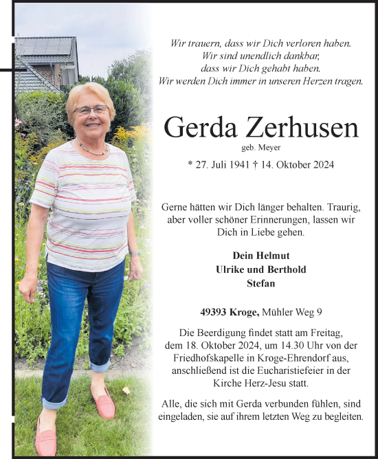 Anzeige von Gerda Zerhusen von OM-Medien