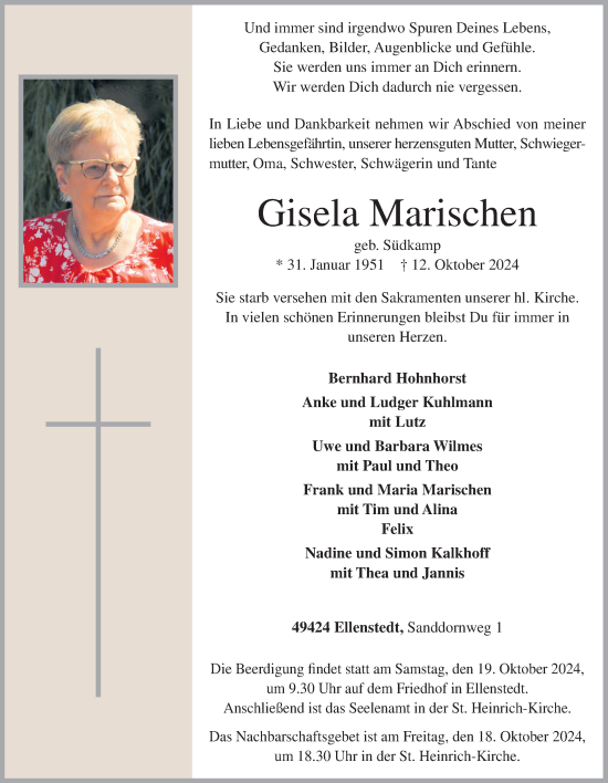 Anzeige von Gisela Marischen von OM-Medien