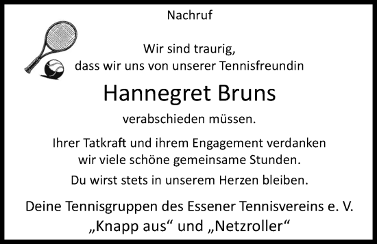 Anzeige von Hannegret Bruns von OM-Medien