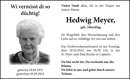 Anzeige von Hedwig Meyer von OM-Medien