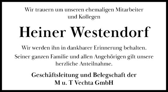 Anzeige von Heiner Westendorf von OM-Medien