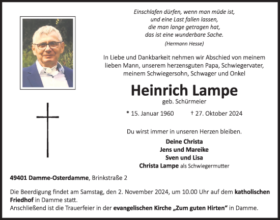 Anzeige von Heinrich Lampe von OM-Medien