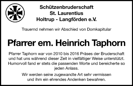 Anzeige von Heinrich Taphorn von OM-Medien