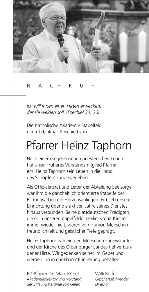 Anzeige von Heinz Taphorn von OM-Medien