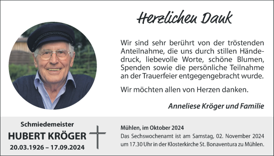 Anzeige von Hubert Kröger von OM-Medien