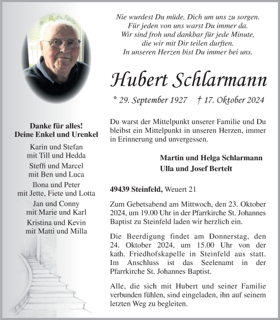 Anzeige von Hubert Schlarmann von OM-Medien