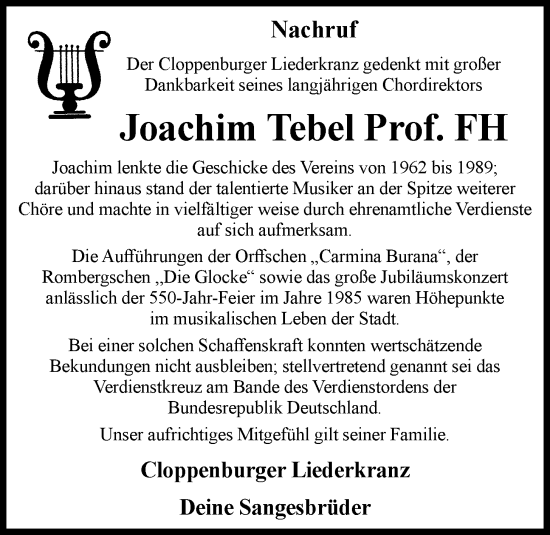 Anzeige von Joachim Tebel von OM-Medien