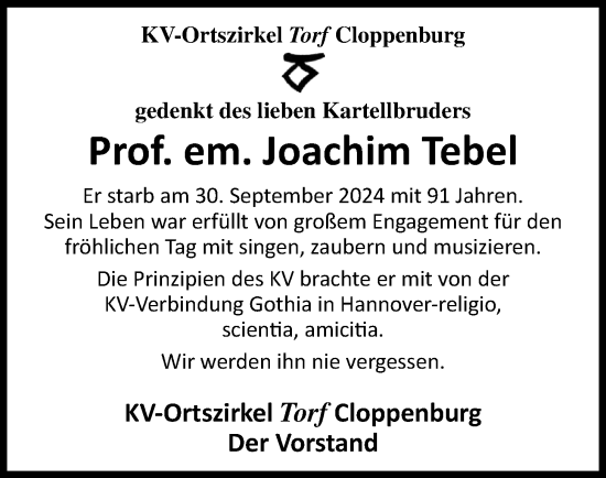 Anzeige von Joachim Tebel von OM-Medien