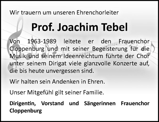 Anzeige von Joachim Tebel von OM-Medien