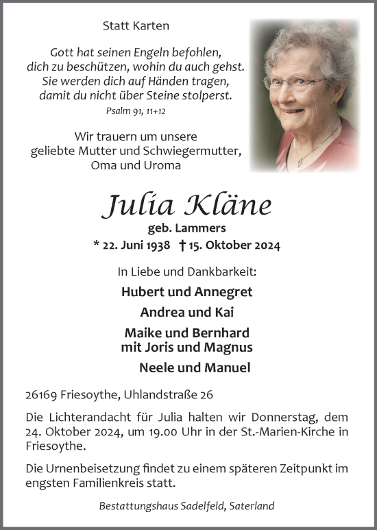 Anzeige von Julia Kläne von OM-Medien