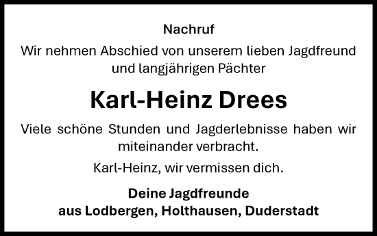 Anzeige von Karl-Heinz Drees von OM-Medien