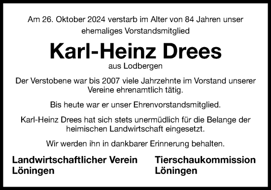 Anzeige von Karl-Heinz Drees von OM-Medien