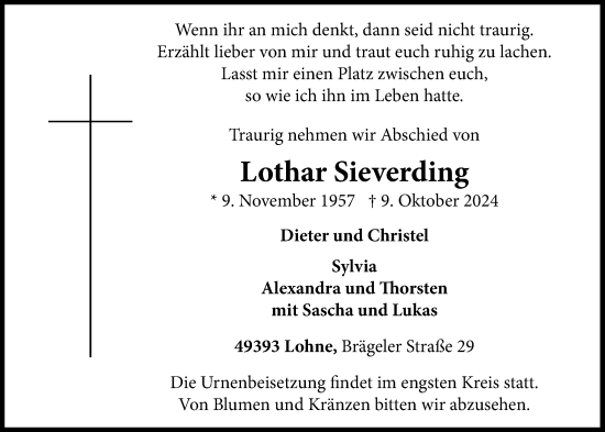 Anzeige von Lothar Sieverding von OM-Medien