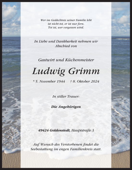 Anzeige von Ludwig Grimm von OM-Medien