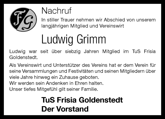 Anzeige von Ludwig Grimm von OM-Medien