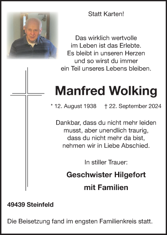 Anzeige von Manfred Wolking von OM-Medien