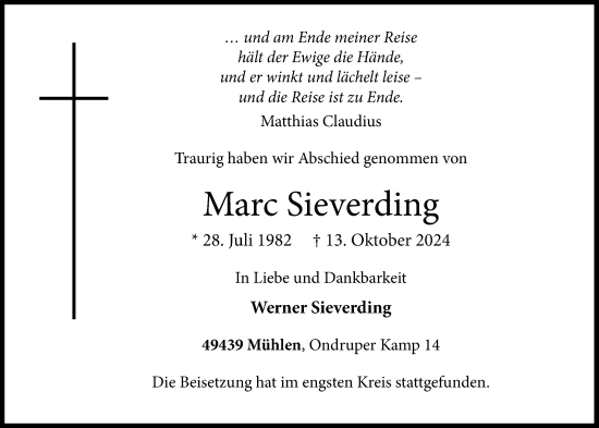 Anzeige von Marc Sieverding von OM-Medien