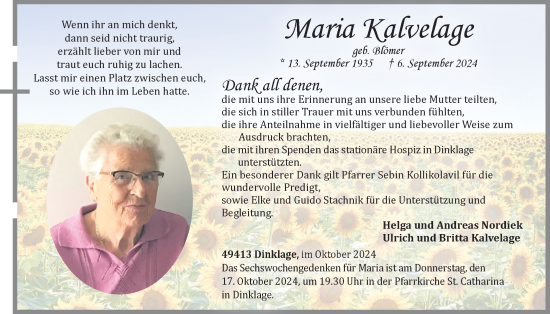 Anzeige von Maria Kalvelage von OM-Medien