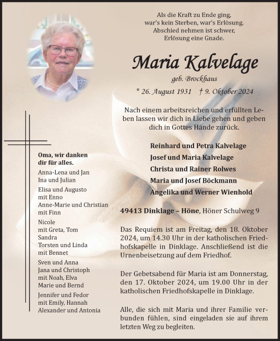 Anzeige von Maria Kalvelage von OM-Medien